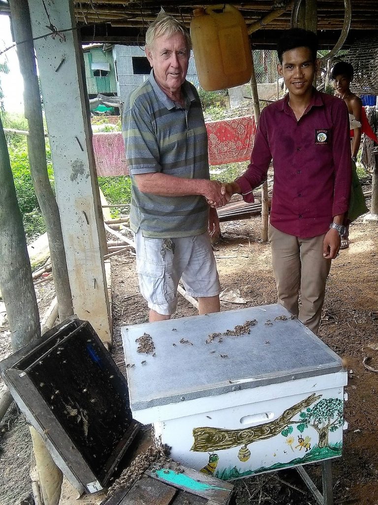 Sarith Laeng receiving his bees.